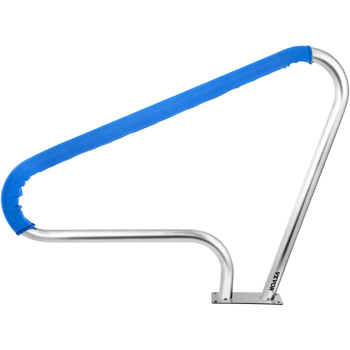 VEVOR Pool Rail 48x36 Pool Railing 304 Stainless Steel 250LBS Load Capacity Silver Rustproof Pool Handrail Humanized Swimming Pool Handrail with Blue Grip Cover & M8 Drill Bit & Self-Taping Screws