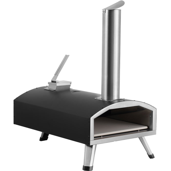 VEVOR Outdoor Pizza Oven, 12" Wood Fired Pizza Ovens, Pellet Pizza Stove with Thermometer, Portable Pizza Maker for Outside Backyard Patio Camping, Pizza Stone, Carry Bag, Shovel, Black