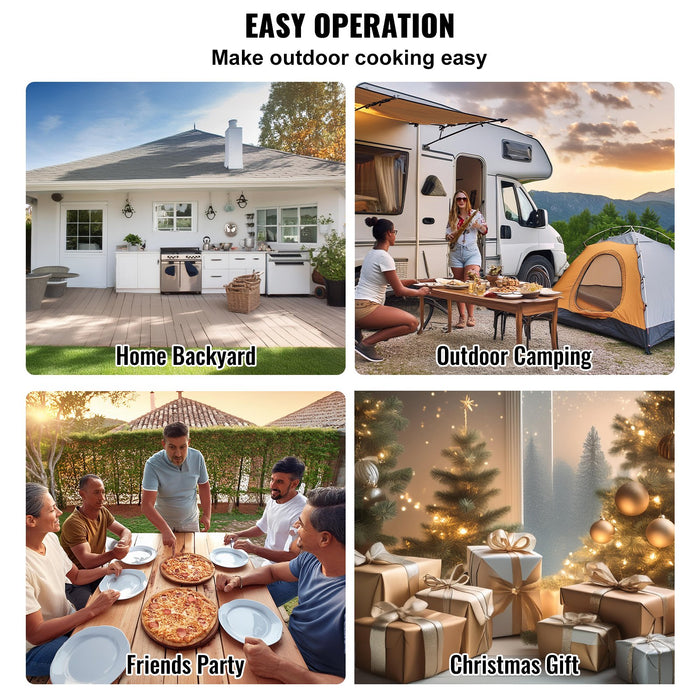VEVOR Outdoor Pizza Oven, 12" Wood Fired Pizza Ovens, Pellet Pizza Stove with Built-in Thermometer, with Thickened Cordierite, Rotating Pizza Stone, Carry Bag, Shovel,  Portable Pizza Maker for Outside Backyard Patio Camping Black