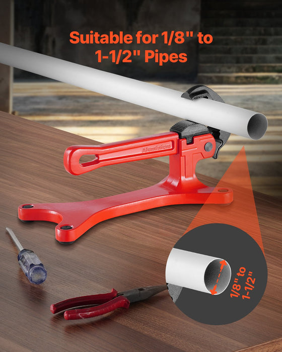 VEVOR Portable Pipe Vise, Lightweight Aluminum Pipe Vise with 1/8" to 1-1/2"  Clamping Capacity, Ideal for Onsite Plumbing Installation, Repair, and Maintenance
