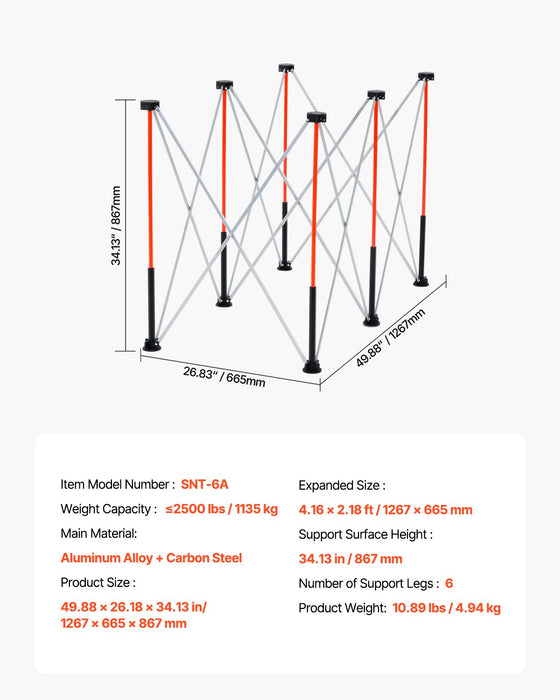 VEVOR Portable Folding Workstand 1267 x 665 mm Collapsible Work Stand 1135 kg