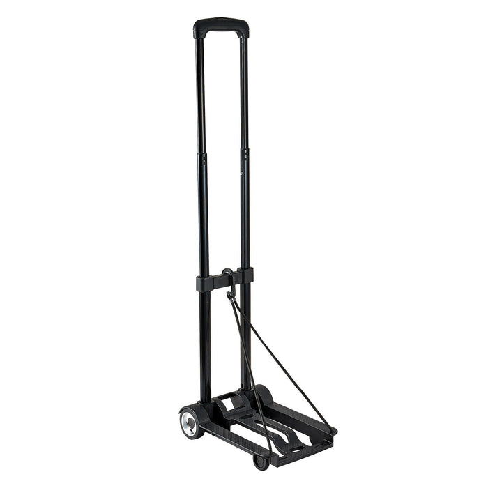 Folding Hand Truck, 49.9 kg Load Capacity, Collapsible Luggage Cart with 2 Wheels & 1 Elastic Rope, Utility Dolly Platform Cart for Airport Travel Furniture Luggage Office Moving, Black