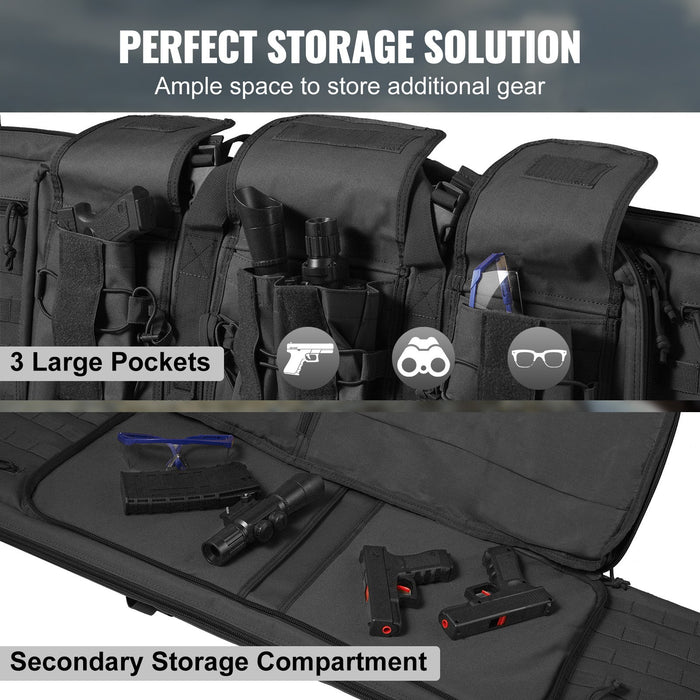 VEVOR Rifle Bag 42 inch Tactical Double Long Gun Bag for 2 Rifles & 2 Pistols