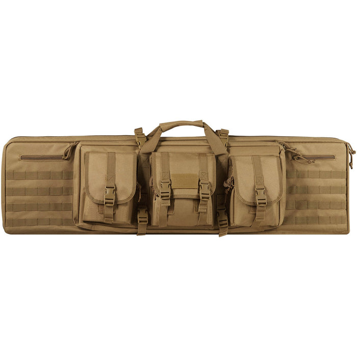 VEVOR Rifle Bag, 42 inch Tactical Double Long Gun Bag, Soft Rifle Case with Lockable Zipper, Portable Handle & Shoulder Strap, 3 Large Storage Pockets Rifle Case for Two 40" Rifles & 2 Pistols, Brown