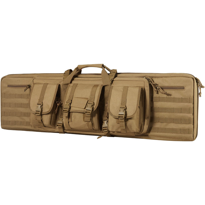 VEVOR Rifle Bag, 42 inch Tactical Double Long Gun Bag, Soft Rifle Case with Lockable Zipper, Portable Handle & Shoulder Strap, 3 Large Storage Pockets Rifle Case for Two 40" Rifles & 2 Pistols, Brown