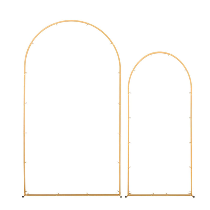VEVOR Arch Backdrop Stand, Set of 2, 2.2 m and 1.8 m, Stable Structure, Easy Assembly, Gold Metal Arch Backdrop Stand with Cover for Wedding, Birthday Party, Celebration, and Ceremony Decoration