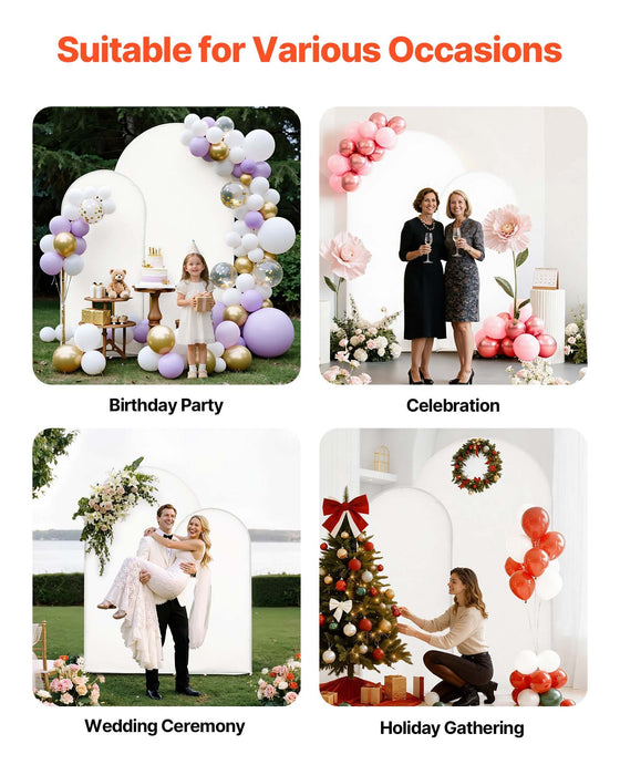 VEVOR Arch Backdrop Stand, Set of 2, 2.2 m and 1.8 m, Stable Structure, Easy Assembly, Gold Metal Arch Backdrop Stand with Cover for Wedding, Birthday Party, Celebration, and Ceremony Decoration