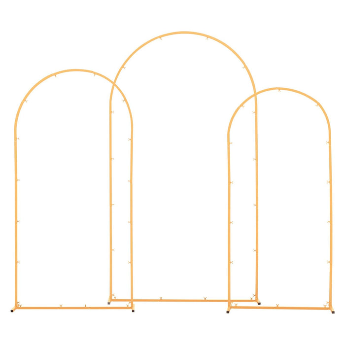VEVOR Arch Backdrop Stand, Set of 3, 2.2/2/1.8 m , Stable Structure, Easy Assembly, Gold Metal Arch Backdrop Stand for Wedding, Birthday Party, Graduation, Holiday Celebration, and Ceremony Decoration