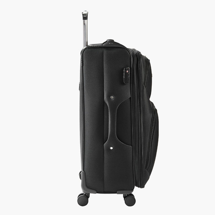 Softside Expandable Luggage with Spinner Wheels, 71 cm Softside Checked Large Luggage, Lightweight Checked Suitcase with Expandable Zippered Pocket and TSA Lock, Black
