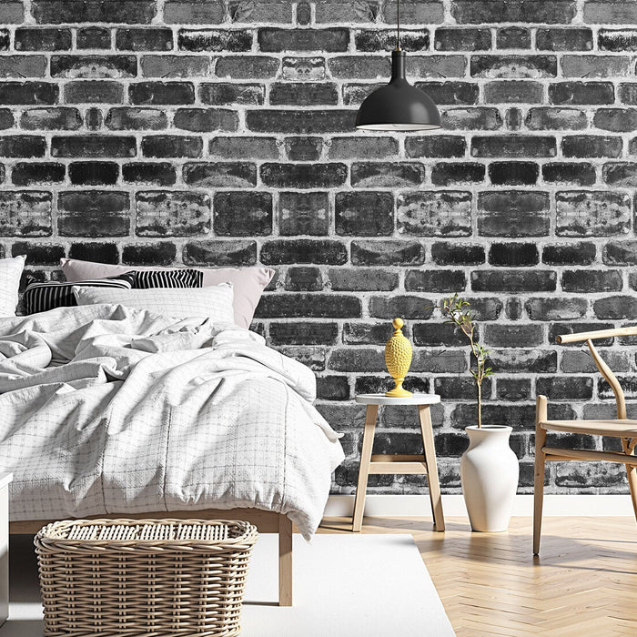 Peel and Stick Wallpaper, 45cm x 10m Contact Paper Gray Brick Waterpoof Self Adhesive, Easy to Clean & Peel Wall Decorative Vinyl Roll for Bedroom Kitchen Office Bathroom Desk
