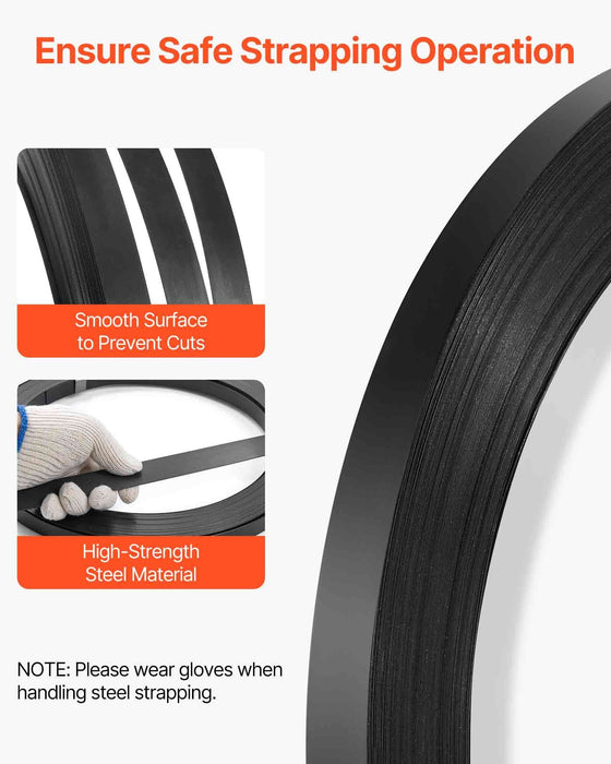 Steel Strapping Coil, 19 mm x 0.55 mm x 91 m, Metal Strapping Banding Roll Withstands Harsh Environment, 775.6 kg Break Strength, Heavy Duty Banding Pallet Strap Coil for Pallet Packing
