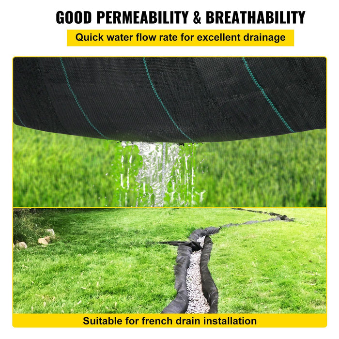 Geotextile Fabric, 3.8 x 15.2 m 3.5oz Woven PP Driveway Drain Cloth with 600lbs Tensile Strength, Heavy Duty Underlayment for Soil Stabilization, Landscaping, Weed Barrier,