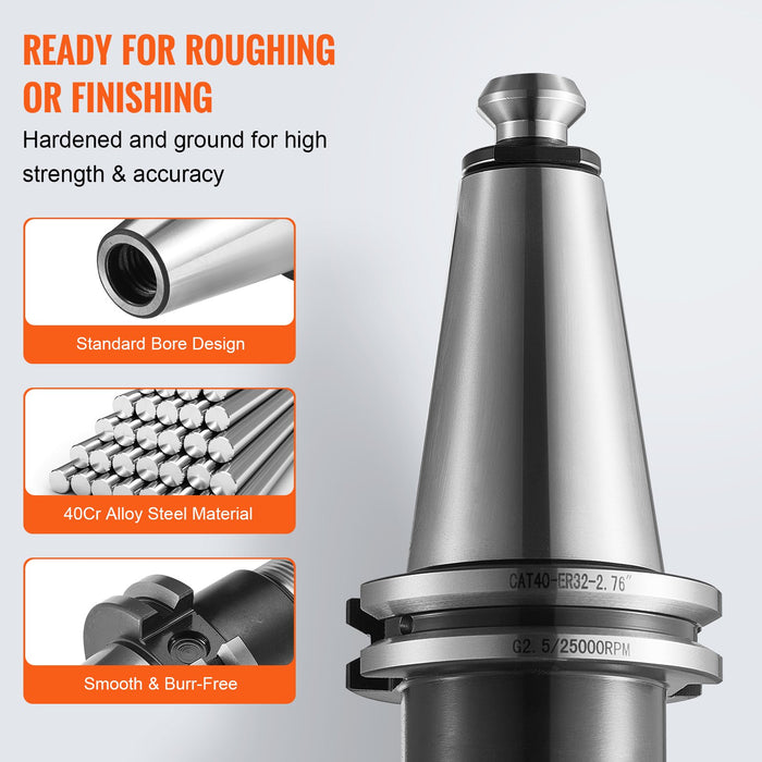 VEVOR CAT40 Collet Holder ER 16/32 Collet Set, 35 PCs, SLN FMB ER16/32 APU Tool Holders Spring Steel Collet Chucks with 10 Pull Studs and 3 Wrenches, for Milling Machine Drill Presses Boring Machine