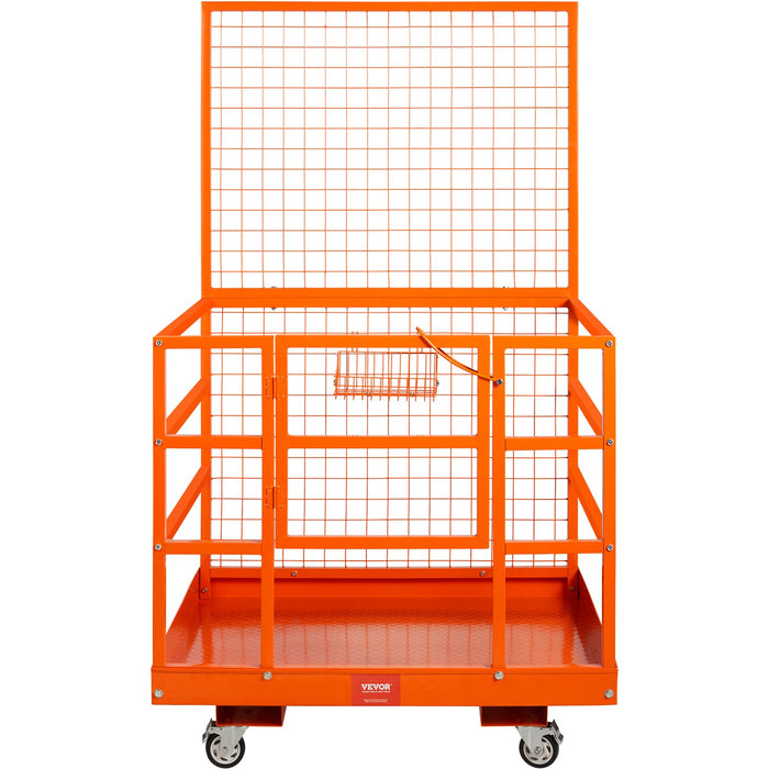 VEVOR Forklift Safety Cage Work Platform 43X45in 1400lbs w/ Wheels for Aerial