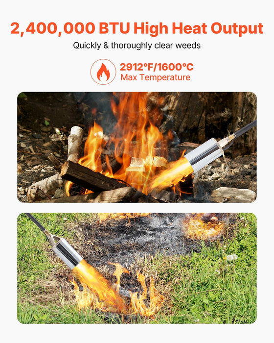 VEVOR Propane Weed Torch Burner Ice Snow Melter 2400000 BTU 3 m Hose Portable