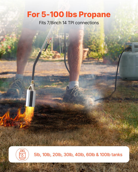 VEVOR Propane Weed Torch Burner Ice Snow Melter 2400000 BTU 3 m Hose Portable