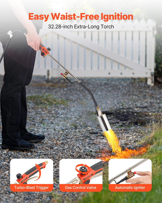 VEVOR Propane Weed Torch Burner Ice Snow Melter 2400000 BTU 3 m Hose Portable
