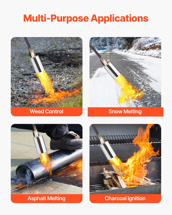 VEVOR Propane Weed Torch Burner Ice Snow Melter 2400000 BTU 3 m Hose Portable