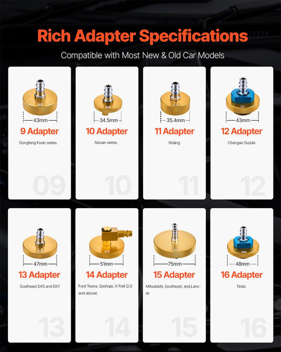 Brake Master Bleeder Kit, 17 Pcs, Professional Brake Bleeder Adapter Set with Complete Kit & Handle, Durable Brake Bleeder Adapter for Brake Fluid Filling Fit for Most New & Old Vehicles