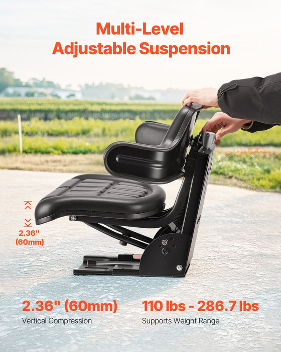 Universal Forklift Seat, Waterproof Tractor Suspension Seat with Adjustable Back, Secure Tractor Seat with Micro Switch, Widely Compatible Seat for Skid Loader Bulldozer