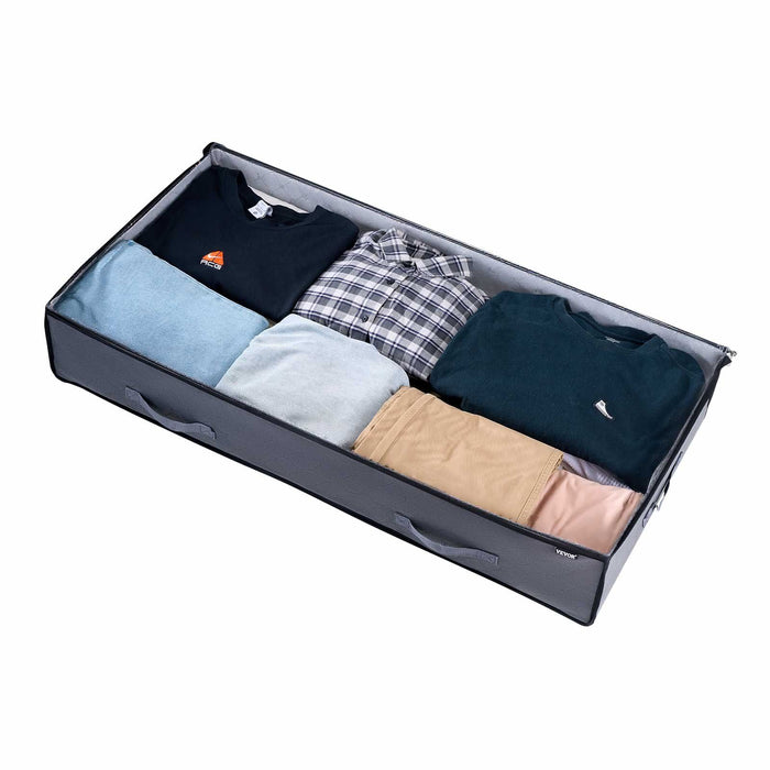 Under Bed Storage with Clear Lids, 996 x 500 x 180 mm, 90L Large Underbed Clothes Storage Containers, Low Profile Under Bed Drawer Shoe Organizer Bins Box for Blanket Shoe Bedroom, 6 Pack
