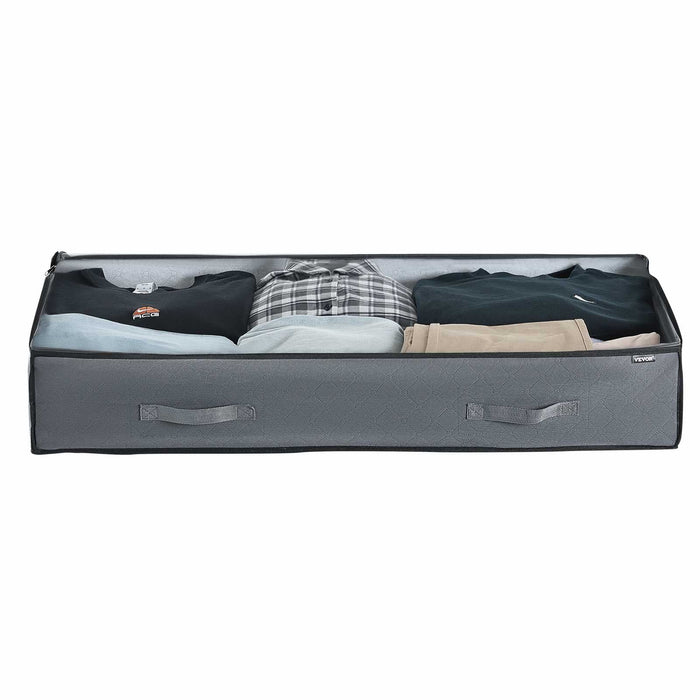 Under Bed Storage with Clear Lids, 996 x 500 x 180 mm, 90L Large Underbed Clothes Storage Containers, Low Profile Under Bed Drawer Shoe Organizer Bins Box for Blanket Shoe Bedroom, 6 Pack