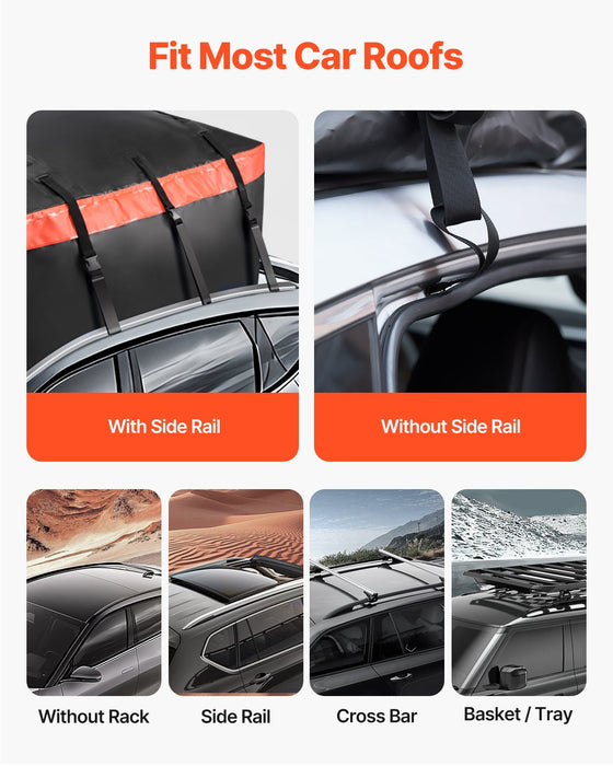 VEVOR Car Rooftop Cargo Carrier Bag, 20 Cubic Feet Roof Cargo Carrier, Heavy Duty 840D PVC 100% Waterproof Car Roof Luggage Bag for All Vehicle with/without Rack- with Lock, Anti-Slip Mat, 6 Door Hook