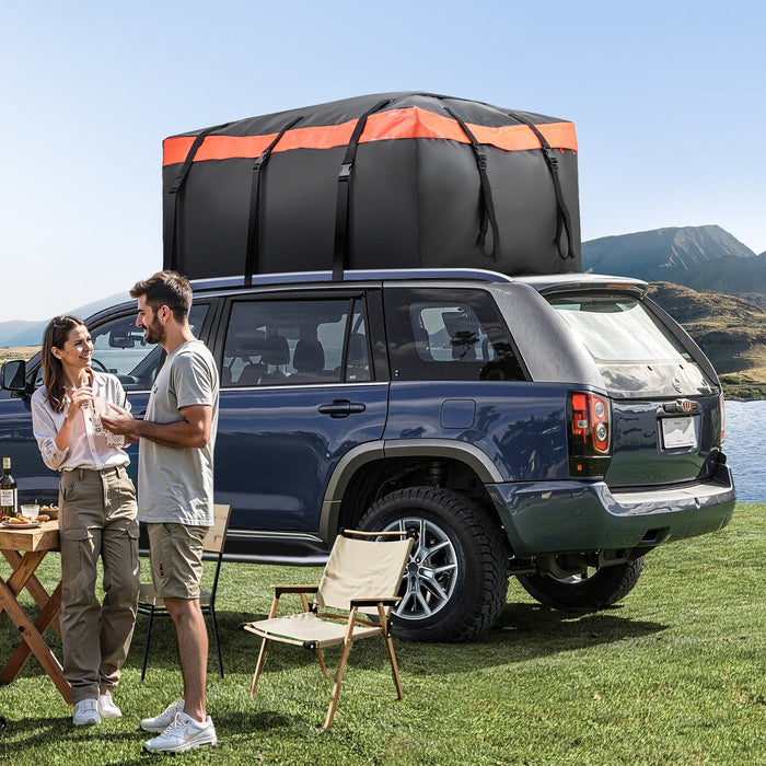 Car Rooftop Cargo Carrier Bag, 23 Cubic Feet Roof Cargo Carrier, Heavy Duty 840D PVC 100% Waterproof Car Roof Luggage Bag for All Vehicle with/without Rack- with Lock, Anti-Slip Mat, 6 Door Hook