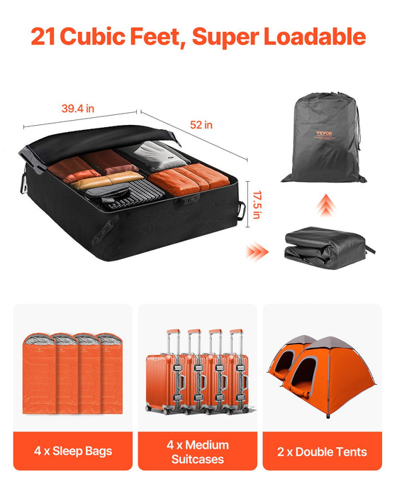 VEVOR Car Rooftop Cargo Carrier Bag, 21 Cubic Feet Cargo Carrier for Car Roof, 100% Waterproof 900D Oxford Cloth Roof Luggage Bag for All Vehicle with/without Rack- with Lock, Non-Slip Mat, Door Hooks