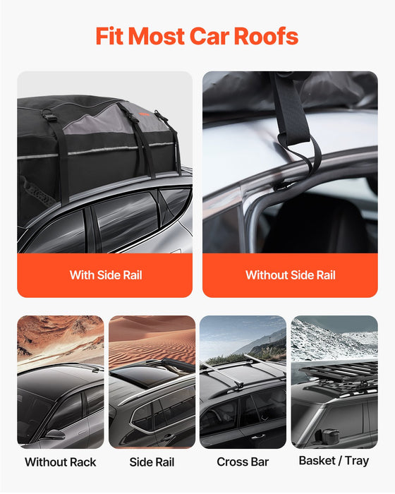 VEVOR Car Rooftop Cargo Carrier Bag, 21 Cubic Feet Cargo Carrier for Car Roof, 100% Waterproof 900D Oxford Cloth Roof Luggage Bag for All Vehicle with/without Rack- with Lock, Non-Slip Mat, Door Hooks