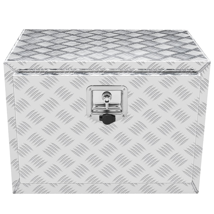 VEVOR Underbody Truck Box, 24"×14"×16" Pickup Storage Box, Heavy Duty Aluminum Diamond Plate Tool Box with Lock and Keys, Waterproof Trailer Storage Box with T-Handle Latch for Truck, Van, Trailer