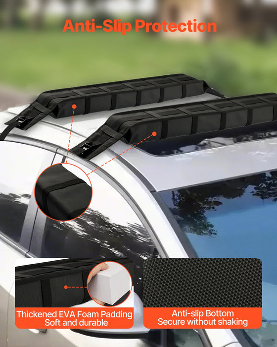 VEVOR Soft Roof Rack Pads 33in 176lbs Load Capacity for Kayak Canoe Surfboard Luggage