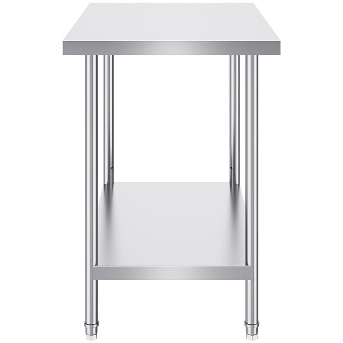 VEVOR Stainless Steel Prep Table, 24 x 36 x 34 Inch, Heavy Duty Metal Worktable with 3 Adjustable Height Levels, Commercial Workstation for Kitchen Garage Restaurant Backyard