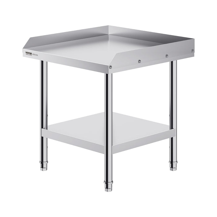 VEVOR Stainless Steel Work Table, 24 x 24 x 26 Inch Commercial Food Prep Worktable, 3-Sided Backsplash Heavy Duty Prep Worktable, Metal Work Table with Adjustable Height for Restaurant Home Hotel