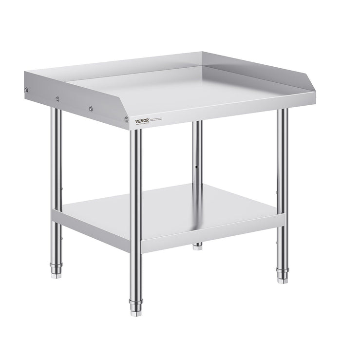 Stainless Steel Work Table, 24 x 28 x 26 Inch Commercial Food Prep Worktable, 3-Sided Backsplash Heavy Duty Prep Worktable, Metal Work Table with Adjustable Height for Restaurant Home Hotel
