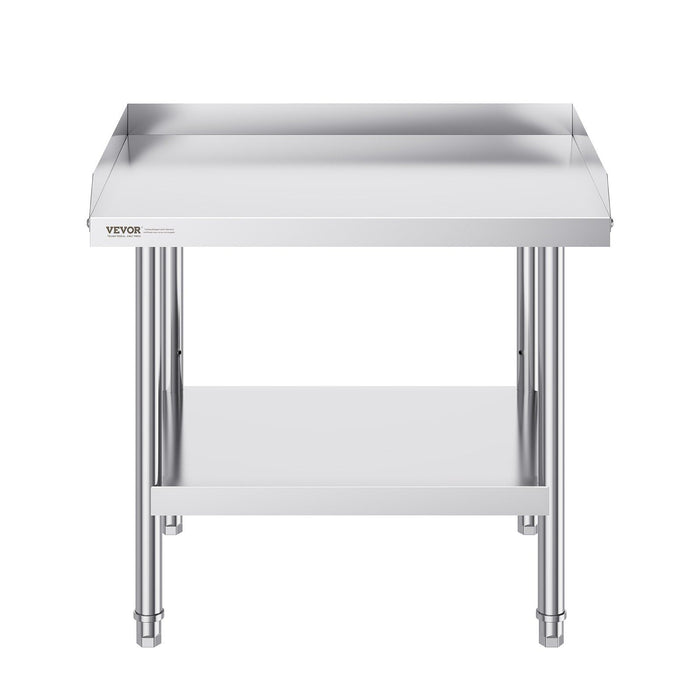 Stainless Steel Work Table, 24 x 28 x 26 Inch Commercial Food Prep Worktable, 3-Sided Backsplash Heavy Duty Prep Worktable, Metal Work Table with Adjustable Height for Restaurant Home Hotel