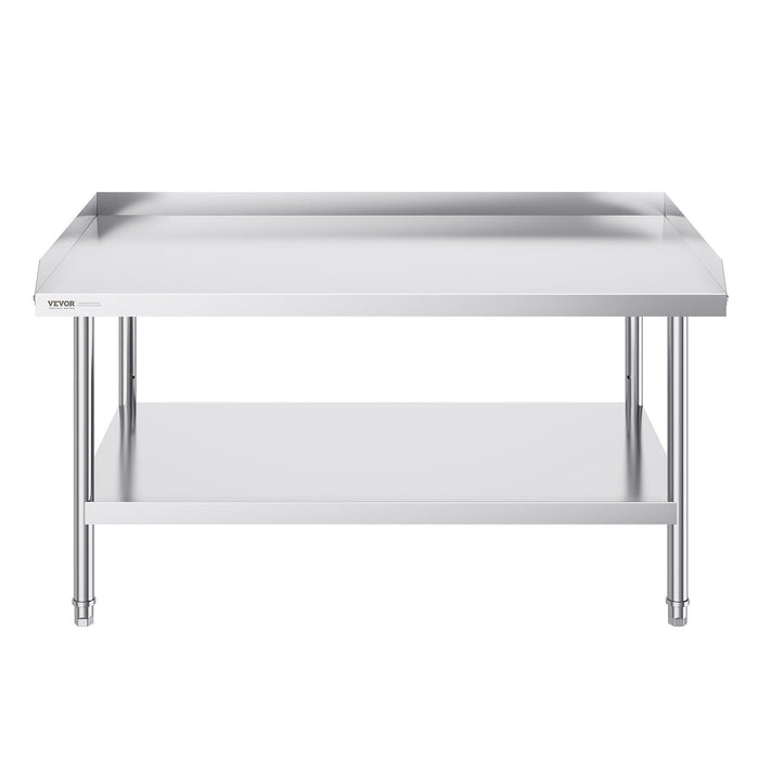 Stainless Steel Work Table, 762 x 1219 x 660 mm Commercial Food Prep Worktable, 3-Sided Backsplash Heavy Duty Prep Worktable, Metal Work Table with Adjustable Height for Restaurant Home Hotel