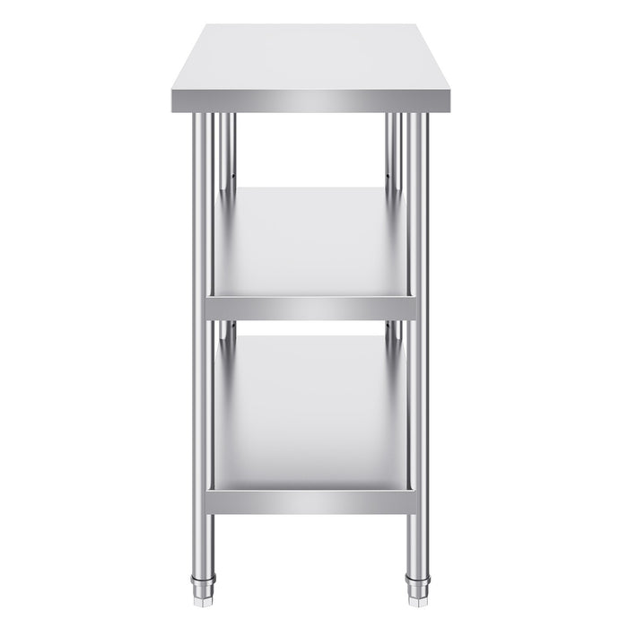VEVOR Stainless Steel Food Prep Table, 18 x 36 x 34 Inch Commercial Kitchen Worktable, with 2 Adjustable Undershelf, Heavy Duty Prep Table Metal Work Table for BBQ, Kitchen, Home, and Garage