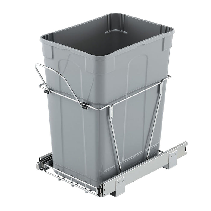 Pullout Trash Can for Kitchen Cabinets, Garbage Waste Recycling Bin, Under Mount Waste Container, with Heavy Duty Metal Full Extension Sliding System and Handle, for Sink, Under Counter
