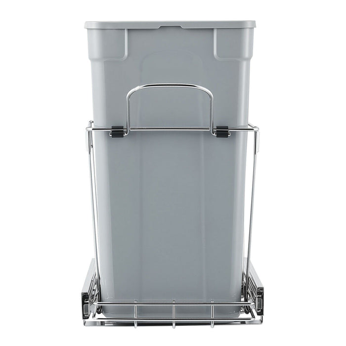 Pullout Trash Can for Kitchen Cabinets, Garbage Waste Recycling Bin, Under Mount Waste Container, with Heavy Duty Metal Full Extension Sliding System and Handle, for Sink, Under Counter