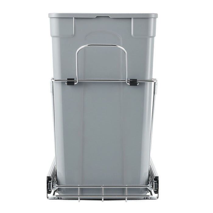 Pullout Trash Can for Kitchen Cabinets,Double Under Sink Garbage Waste Recycling Bin, Under Mount Waste Container, with Heavy Duty Metal Full Extension Sliding System and Handle