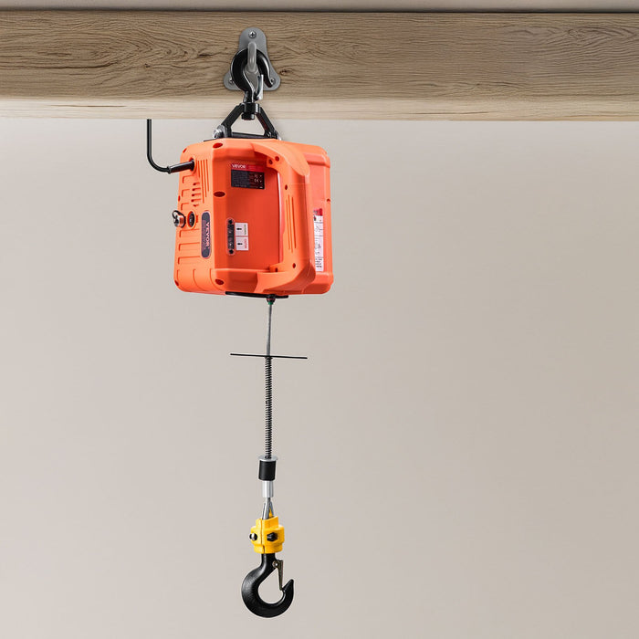 VEVOR 3-in-1 Electric Hoist Winch, 700 kg Capacity, 1500W Portable Power Winch Crane, 7.6 m Lifting Height, 5 m/min with Manual, Wired and Wireless Remote Control for Factory, Warehouss, Garage