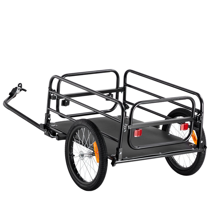 VEVOR Bike Cargo Trailer, 72.5 kg Load, Heavy-Duty Bicycle Wagon Cart, Foldable Compact Storage & Quick Release with Universal Hitch, 406.4 mm Wheels, Safe Reflectors, Fits 558.8-711.2 mm Bike Wheels