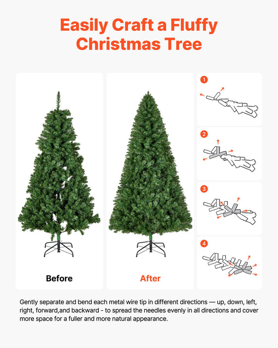 VEVOR Christmas Tree, 1.8m Artificial Xmas Tree, Full Holiday Decor Trees with 1250 Branch Tips & Sturdy Metal Base for Home Party Office Decoration