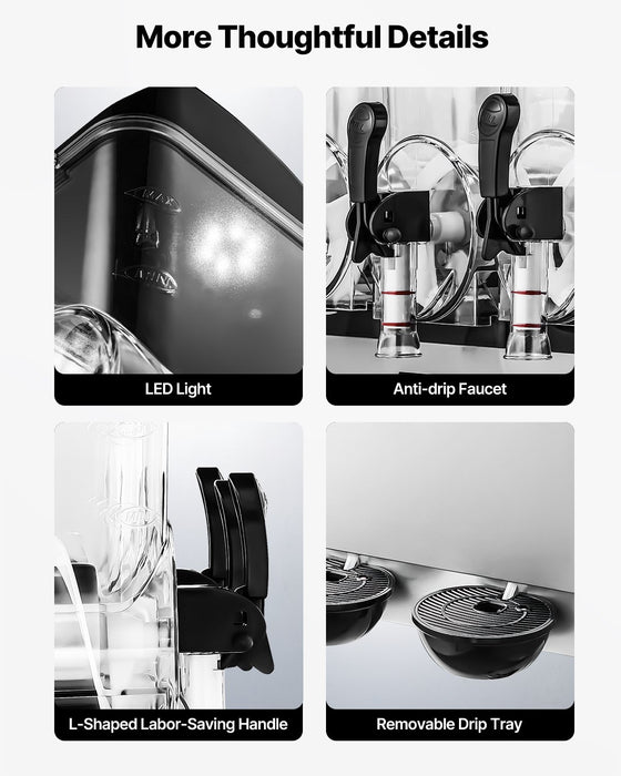 VEVOR Commercial Frozen Drink Maker, 15Lx3 Triple Tank Slushy Machine, 180 Cups Stainless Steel Margarita Smoothie Frozen Drink Machine, Slushie Maker for Home Party Restaurants Cafe Bars