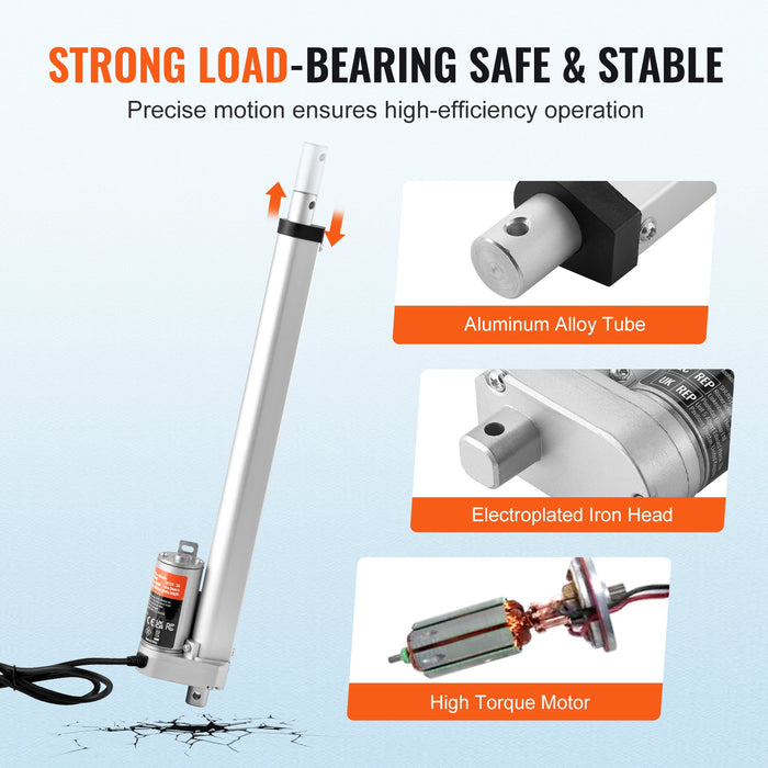 VEVOR Linear Actuator 12V, 12 Inch High Speed 0.55"/s Linear Actuator, 220lbs/1000N Linear Motion Actuator with Mounting Bracket and IP54 Protection