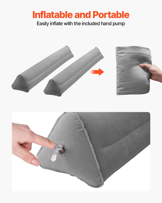 VEVOR Bed Bumper for Toddlers, 47.4-inch Inflatable Bed Guard Rail with Hand Pump, Non-Slip Flocking Toddler Bedrail Bumper for Twin, Full, Queen & King Beds, Lightweight and Portable (2 Packs)