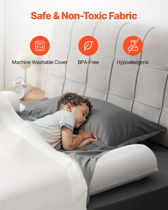 VEVOR Bed Bumper for Toddlers, 52-inch Inflatable Bed Guard Rail with Safety Flap, 2-Pack Toddler Bedrail Bumpers with Non-Slip Bottom & Machine-Washable Cover for Twin, Full, Queen and King Beds
