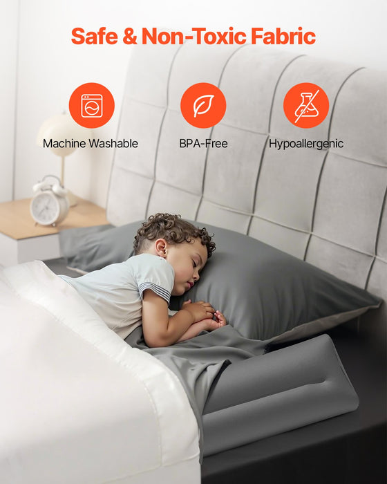 VEVOR Bed Bumper for Toddlers, 52-inch Inflatable Bed Guard Rail with Safety Flap, Non-Slip TPU Toddler Bedrail Bumper for Twin, Full, Queen King Beds, Lightweight & Portable for Home Travel (2 Packs)