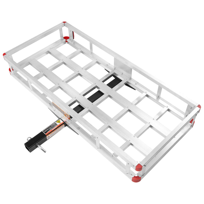 VEVOR 49.4 x 22.4 x 7.1 in Hitch Cargo Carrier, 500lb Capacity Trailer Hitch Mount Aluminum Cargo Basket, Luggage Carrier Rack Fits 2" Hitch Receiver for SUV Truck Pickup Camping